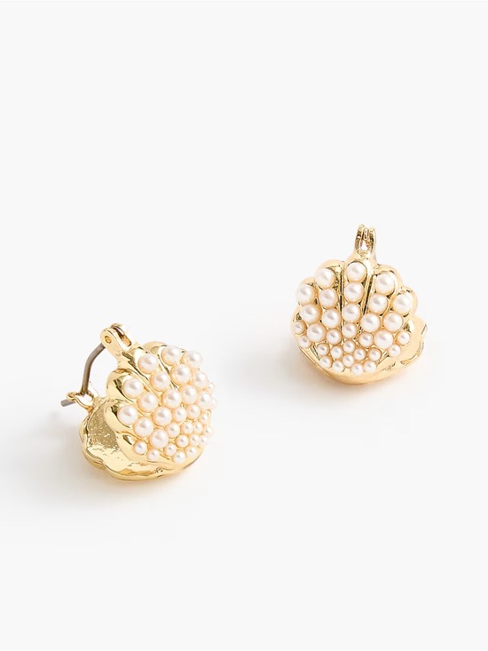 J. Crew Jewelry - Pearl shell huggie earrings - NWT